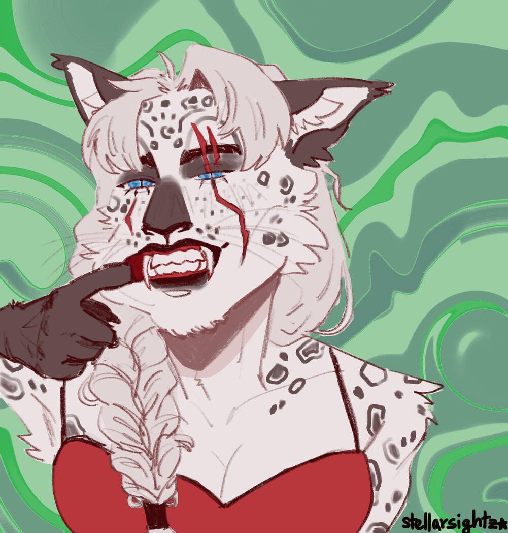 Flat bust, coloured lines + abstract bg