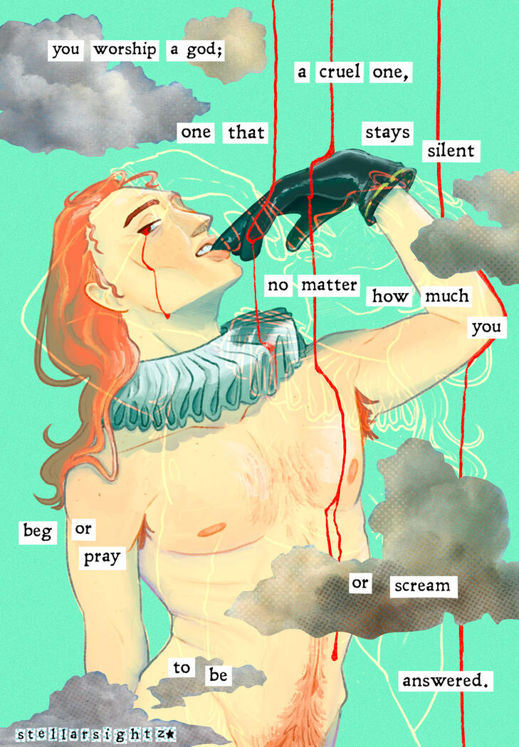 Rendered half-body + original poem; minimal price 120 usd